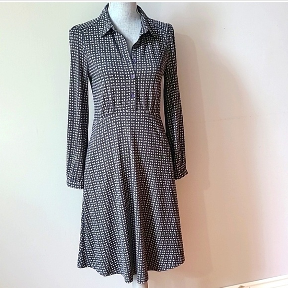 ANTHROPOLOGIE x Indie and Cold Shirt Dress Mini Long sleeve Retro Gray Cream XS - Picture 3 of 16